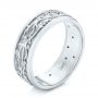  Platinum And Platinum Platinum And Platinum Custom Hand Engraved Two-tone Diamond Men's Band - Three-Quarter View -  104095 - Thumbnail