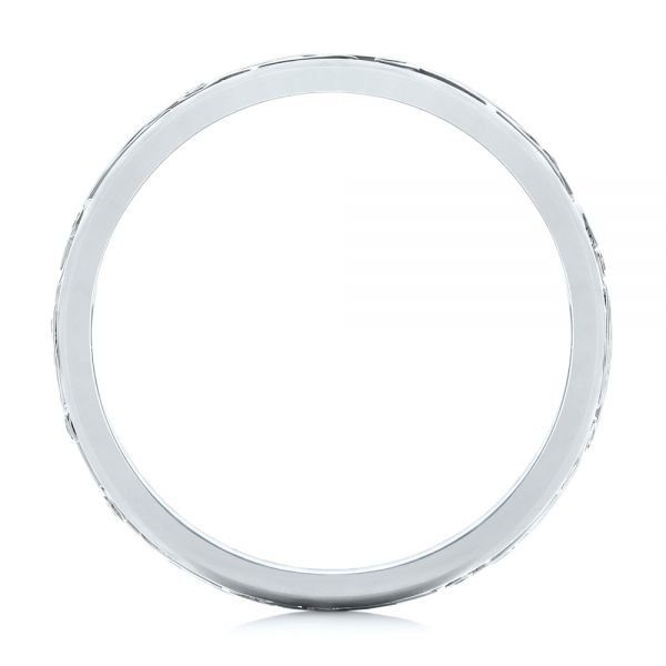 Platinum And 14K Gold Platinum And 14K Gold Custom Hand Engraved Two-tone Diamond Men's Band - Front View - 104095