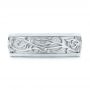 18k White Gold And Platinum 18k White Gold And Platinum Custom Hand Engraved Two-tone Diamond Men's Band - Top View -  104095 - Thumbnail