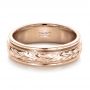 14k Rose Gold 14k Rose Gold Custom Hand Engraved Wedding Band - Flat View -  1213 - Thumbnail