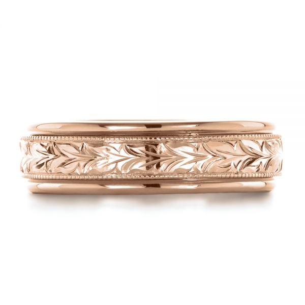 18k Rose Gold 18k Rose Gold Custom Hand Engraved Wedding Band - Top View -  1213