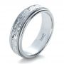 18k White Gold 18k White Gold Custom Hand Engraved Wedding Band - Three-Quarter View -  1213 - Thumbnail