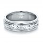 14k White Gold Custom Hand Engraved Wedding Band - Flat View -  1213 - Thumbnail