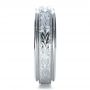 14k White Gold Custom Hand Engraved Wedding Band - Side View -  1213 - Thumbnail