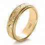 14k Yellow Gold 14k Yellow Gold Custom Hand Engraved Wedding Band - Three-Quarter View -  1213 - Thumbnail