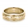 14k Yellow Gold 14k Yellow Gold Custom Hand Engraved Wedding Band - Flat View -  1213 - Thumbnail