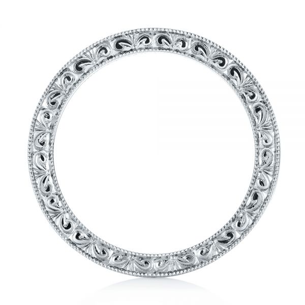  Platinum Custom Hand Engraved And Brushed Men's Band - Front View -  103827