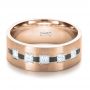 18k Rose Gold And Platinum 18k Rose Gold And Platinum Custom Inlay Diamond Men's Band - Flat View -  1185 - Thumbnail