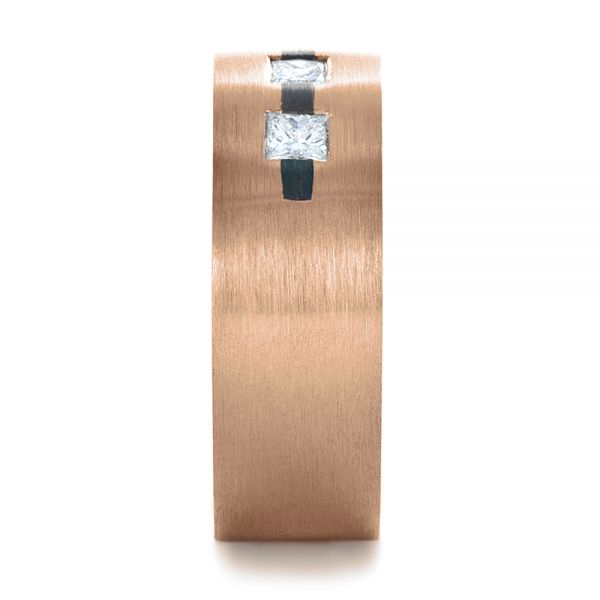 18k Rose Gold And Platinum 18k Rose Gold And Platinum Custom Inlay Diamond Men's Band - Side View -  1185