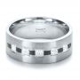  Platinum And Platinum Custom Inlay Diamond Men's Band - Flat View -  1185 - Thumbnail