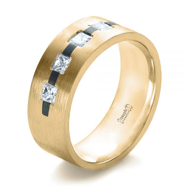 18k Yellow Gold And 14K Gold Custom Inlay Diamond Men s Band 1185 Seattle Bellevue Joseph Jewelry