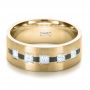 14k Yellow Gold And Platinum 14k Yellow Gold And Platinum Custom Inlay Diamond Men's Band - Flat View -  1185 - Thumbnail