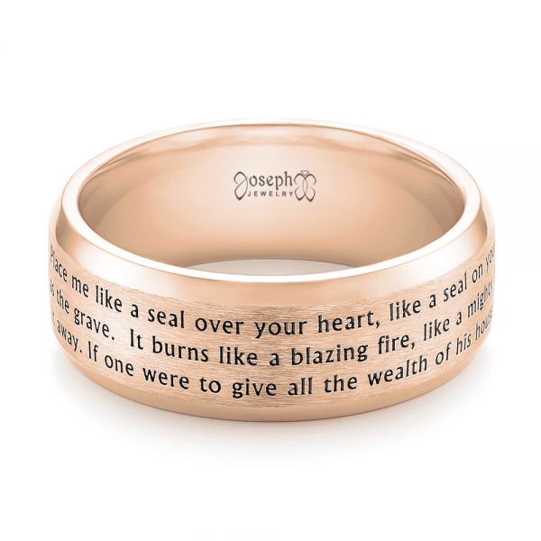 14k Rose Gold 14k Rose Gold Custom Laser Inscribed Men's Band - Flat View -  103346