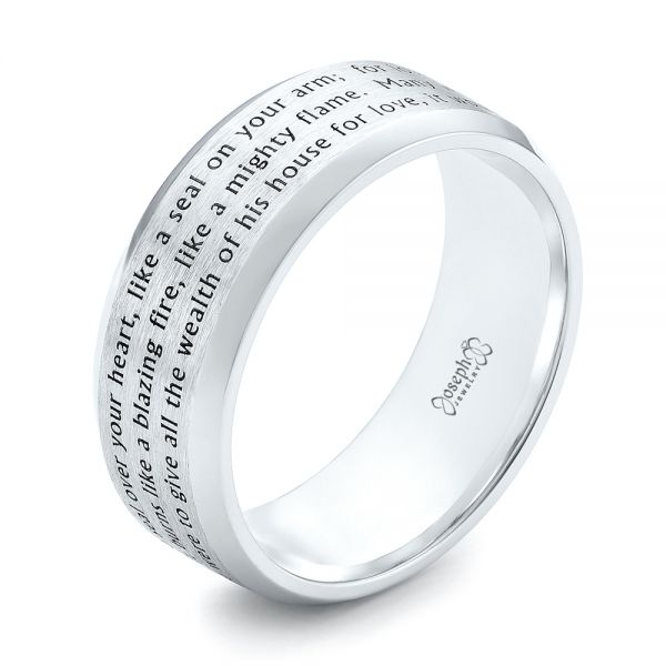  Platinum Platinum Custom Laser Inscribed Men's Band - Three-Quarter View -  103346