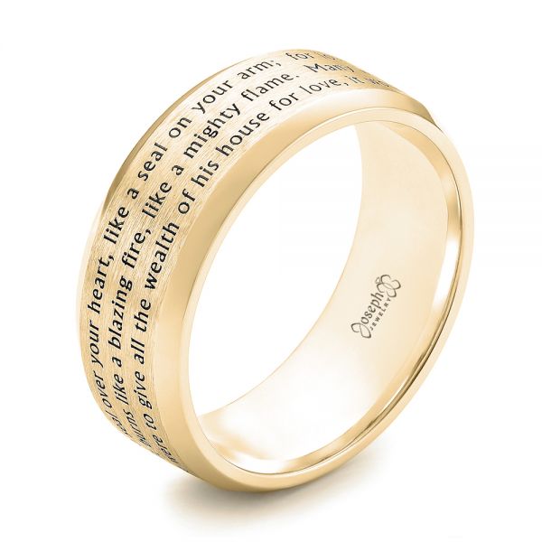 14k Yellow Gold 14k Yellow Gold Custom Laser Inscribed Men's Band - Three-Quarter View -  103346