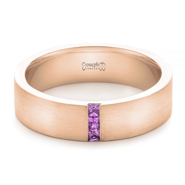 14k Rose Gold 14k Rose Gold Custom Lavender Sapphire Men's Wedding Band - Flat View - 102335