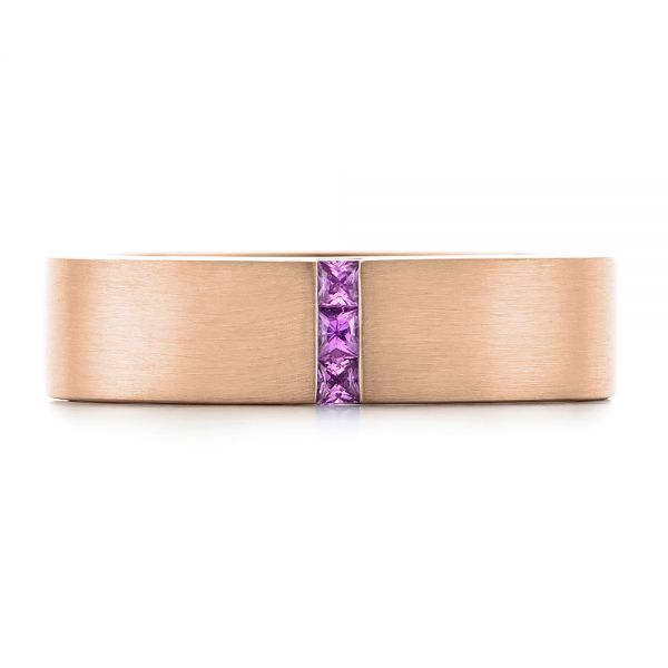14k Rose Gold 14k Rose Gold Custom Lavender Sapphire Men's Wedding Band - Top View - 102335