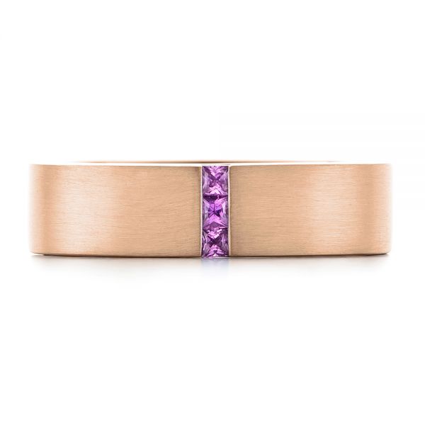 18k Rose Gold 18k Rose Gold Custom Lavender Sapphire Men's Wedding Band - Top View -  102335