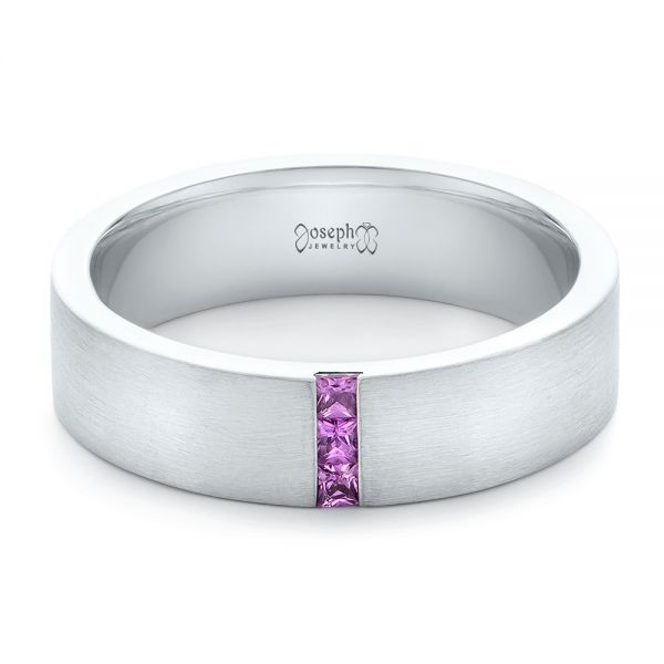  Platinum Custom Lavender Sapphire Men's Wedding Band - Flat View -  102335