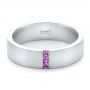  Platinum Custom Lavender Sapphire Men's Wedding Band - Flat View -  102335 - Thumbnail
