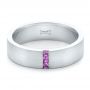 14k White Gold 14k White Gold Custom Lavender Sapphire Men's Wedding Band - Flat View -  102335 - Thumbnail