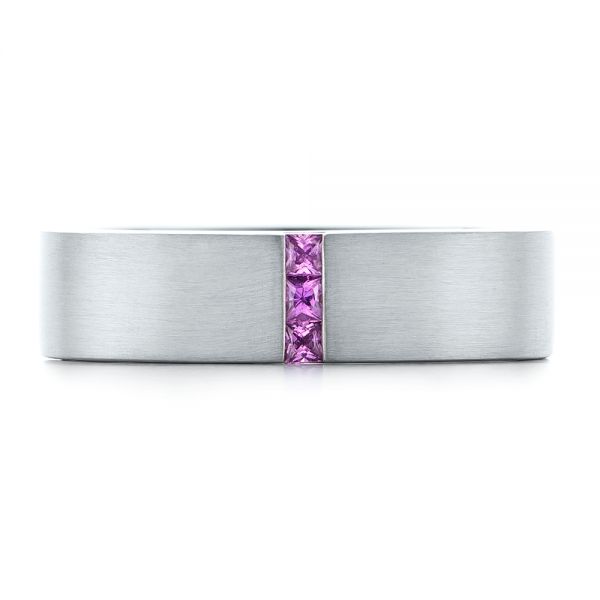  Platinum Custom Lavender Sapphire Men's Wedding Band - Top View -  102335