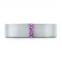 14k White Gold 14k White Gold Custom Lavender Sapphire Men's Wedding Band - Top View -  102335 - Thumbnail