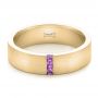 14k Yellow Gold 14k Yellow Gold Custom Lavender Sapphire Men's Wedding Band - Flat View -  102335 - Thumbnail