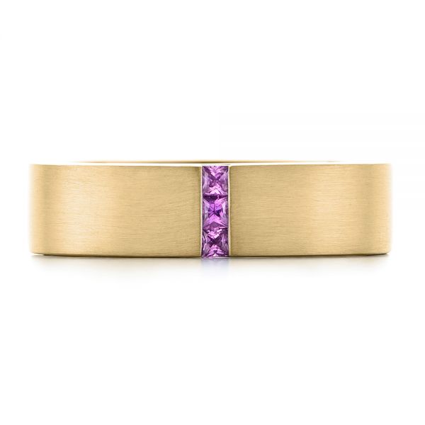 14k Yellow Gold 14k Yellow Gold Custom Lavender Sapphire Men's Wedding Band - Top View - 102335