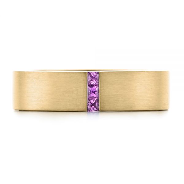 18k Yellow Gold 18k Yellow Gold Custom Lavender Sapphire Men's Wedding Band - Top View -  102335