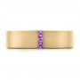 14k Yellow Gold 14k Yellow Gold Custom Lavender Sapphire Men's Wedding Band - Top View -  102335 - Thumbnail