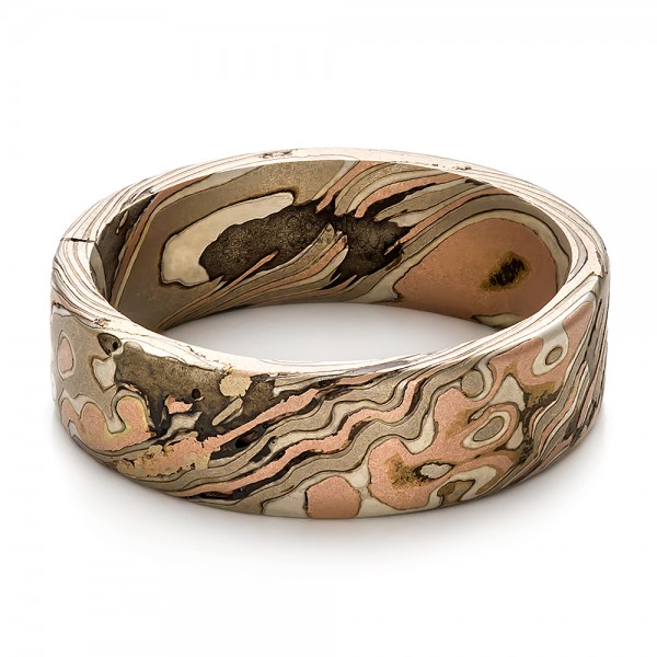 Custom Men39;s Mokume Wedding Band 100673