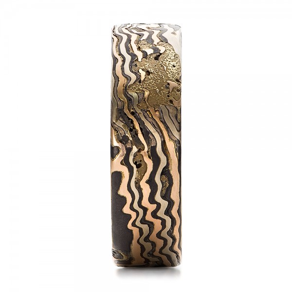 Custom Men's Mokume Wedding Band - Side View -  100802