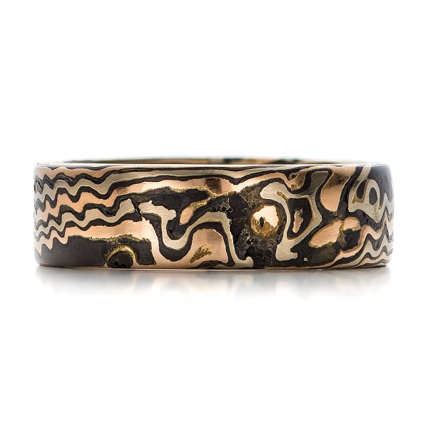 Custom Men's Mokume Wedding Band - Top View -  100802