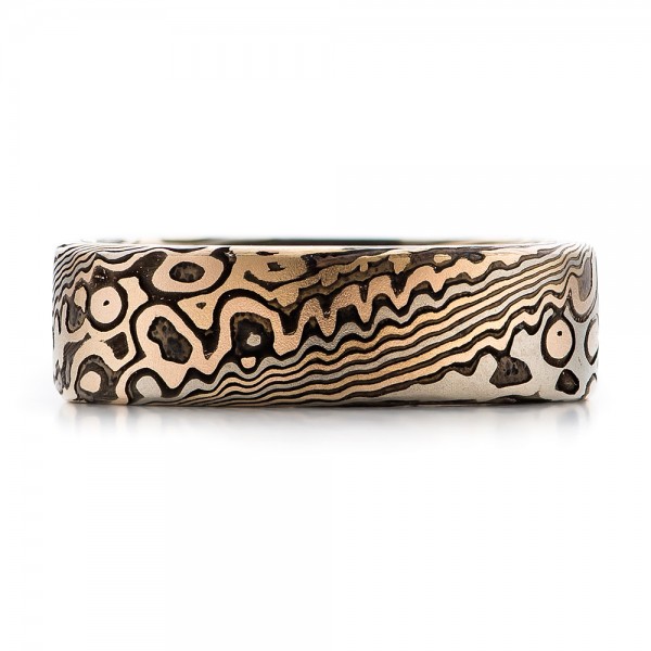 Custom Men's Mokume Wedding Band - Top View -  101776