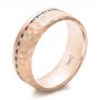 14k Rose Gold 14k Rose Gold Custom Men's Black And White Diamond And Hammered Finish Wedding Band - Three-Quarter View -  100781 - Thumbnail