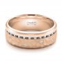 14k Rose Gold 14k Rose Gold Custom Men's Black And White Diamond And Hammered Finish Wedding Band - Flat View -  100781 - Thumbnail