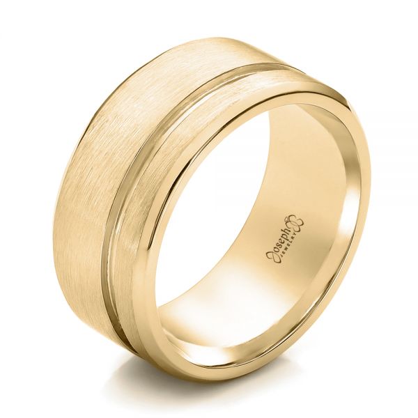 14k Yellow Gold 14k Yellow Gold Custom Men's Brushed Band - Three-Quarter View -  101116