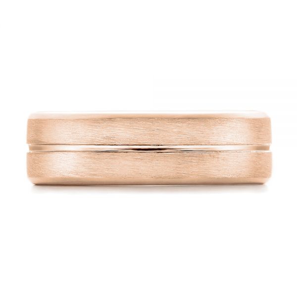 14k Rose Gold 14k Rose Gold Custom Men's Brushed Band - Top View - 101157