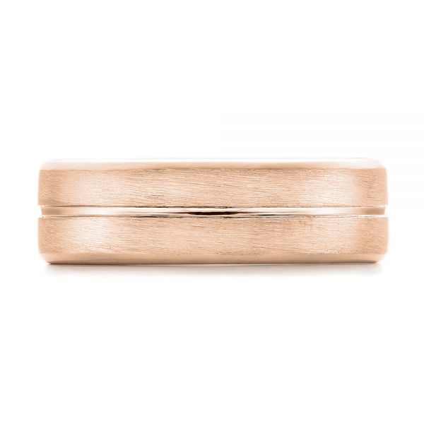 14k Rose Gold 14k Rose Gold Custom Men's Brushed Band - Top View -  101157