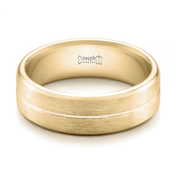 14k Yellow Gold 14k Yellow Gold Custom Men's Brushed Band - Flat View -  101157