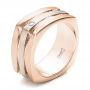 18k Rose Gold And 14K Gold 18k Rose Gold And 14K Gold Custom Men's Brushed Two-tone Band - Three-Quarter View -  101171 - Thumbnail