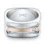 14k White Gold And 14K Gold Custom Men's Brushed Two-tone Band - Flat View -  101171 - Thumbnail