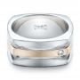 14k White Gold And 18K Gold 14k White Gold And 18K Gold Custom Men's Brushed Two-tone Band - Flat View -  101171 - Thumbnail