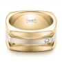 14k Yellow Gold And 14K Gold 14k Yellow Gold And 14K Gold Custom Men's Brushed Two-tone Band - Flat View -  101171 - Thumbnail