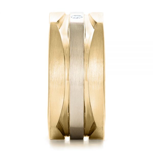 14k Yellow Gold And 14K Gold 14k Yellow Gold And 14K Gold Custom Men's Brushed Two-tone Band - Side View - 101171