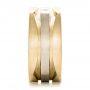 18k Yellow Gold And 14K Gold 18k Yellow Gold And 14K Gold Custom Men's Brushed Two-tone Band - Side View -  101171 - Thumbnail
