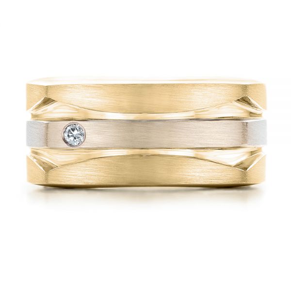 18k Yellow Gold And 14K Gold 18k Yellow Gold And 14K Gold Custom Men's Brushed Two-tone Band - Top View -  101171