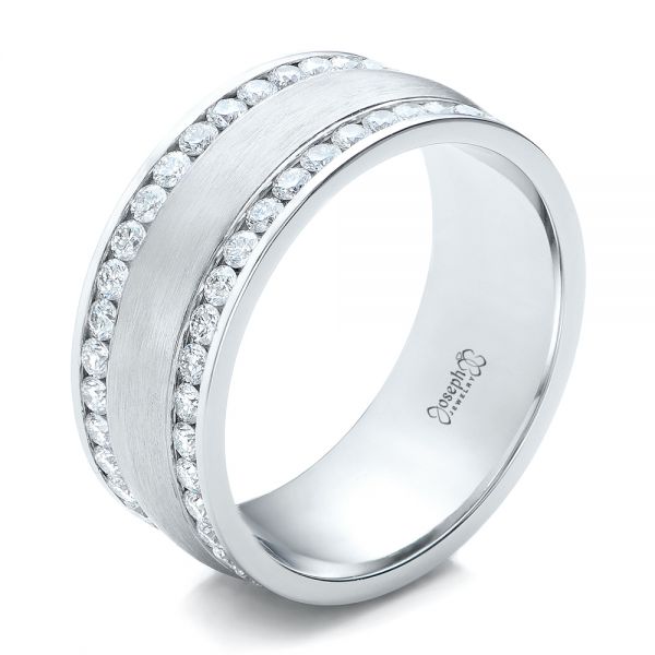 18k White Gold 18k White Gold Custom Men's Channel Set Diamond Wedding Band - Three-Quarter View -  101216