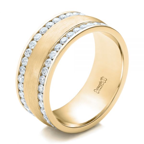 14k Yellow Gold 14k Yellow Gold Custom Men's Channel Set Diamond Wedding Band - Three-Quarter View -  101216